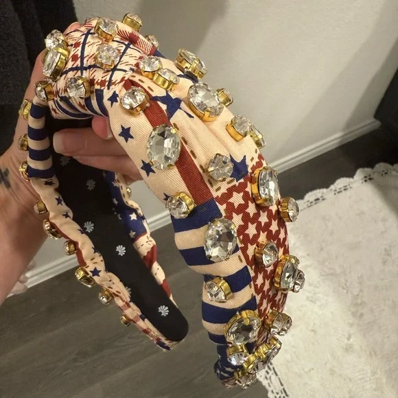 Lele Sadoughi Crystal Americana Knotted Headband - Picture 2 of 6